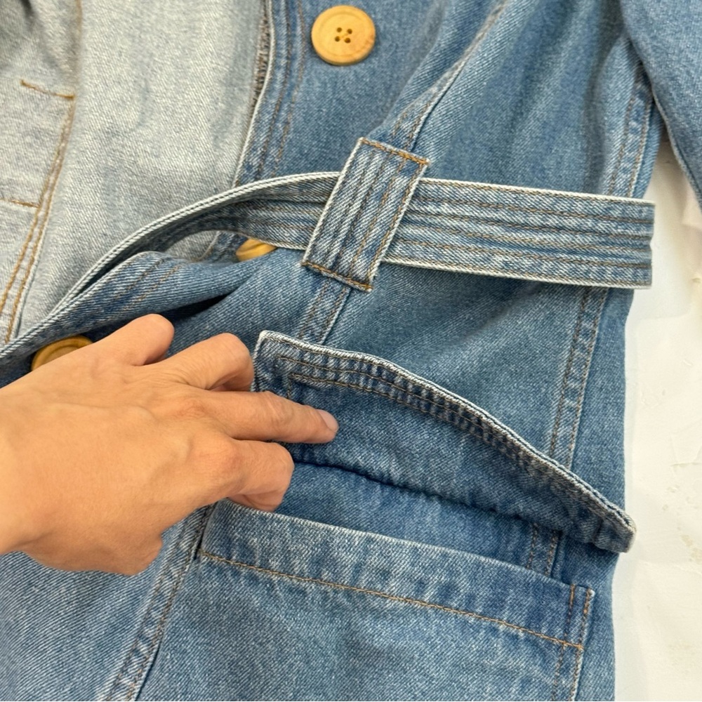 Vintage Forever 21 Denim Belted Jacket 2000s Y2K Trench Style XS - Picture 10 of 11